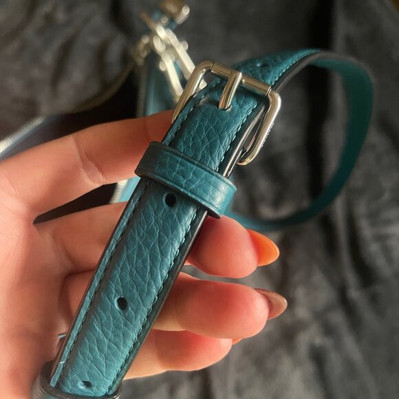 NWT Coach JULES HOBO C9190 Silver/Deep Turquoise - Picture 4 of 8